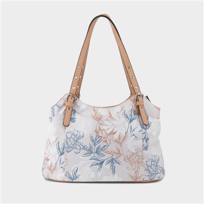 Luton Womens Beige Floral Canvas Handbag