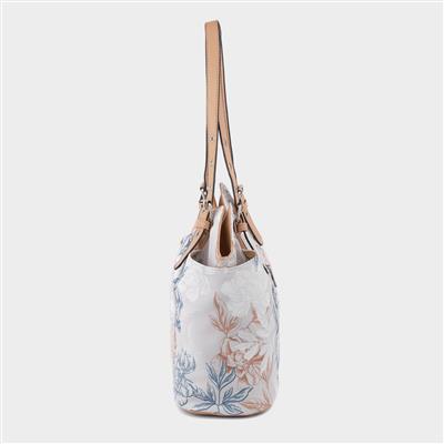 Womens Beige Floral Canvas Handbag