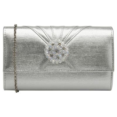 Aria Womens Metallic Silver Clutch Bag