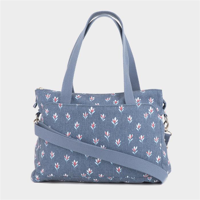 Womens Denim Blue Floral Bag