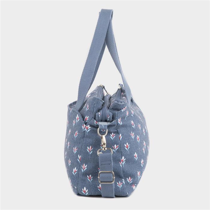 Womens Denim Blue Floral Bag