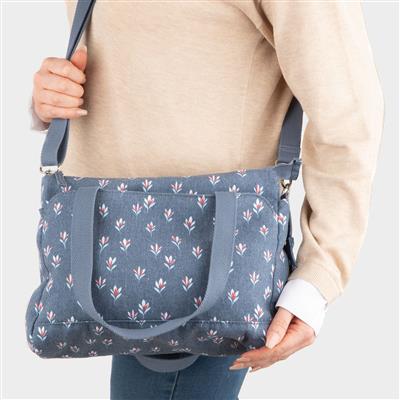 Womens Denim Blue Floral Bag
