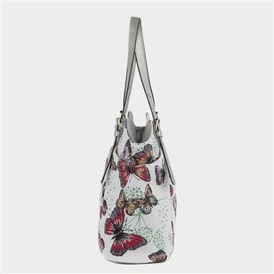 Luton White Butterfly Printed Shoulder Bag