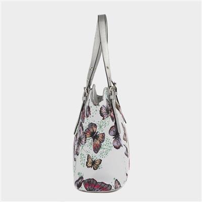 Luton White Butterfly Printed Shoulder Bag