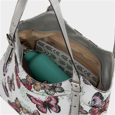 Luton White Butterfly Printed Shoulder Bag