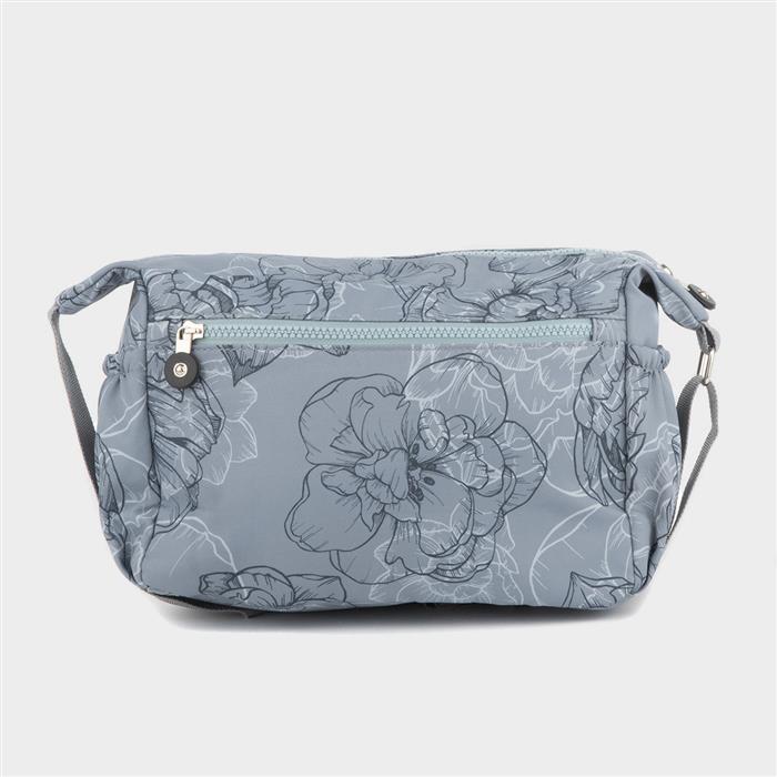 Womens Grey Floral Cross Body Bag
