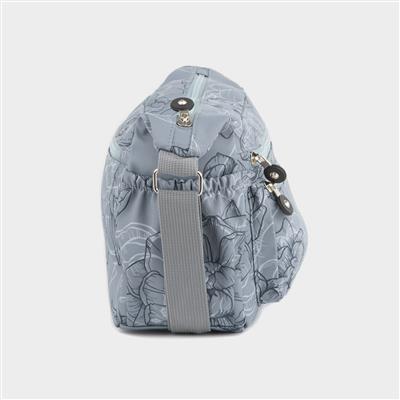 Womens Grey Floral Cross Body Bag