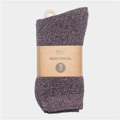 Womens Pink, Navy & Grey 3 Pack Boot Socks