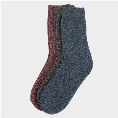 Womens Pink, Navy & Grey 3 Pack Boot Socks