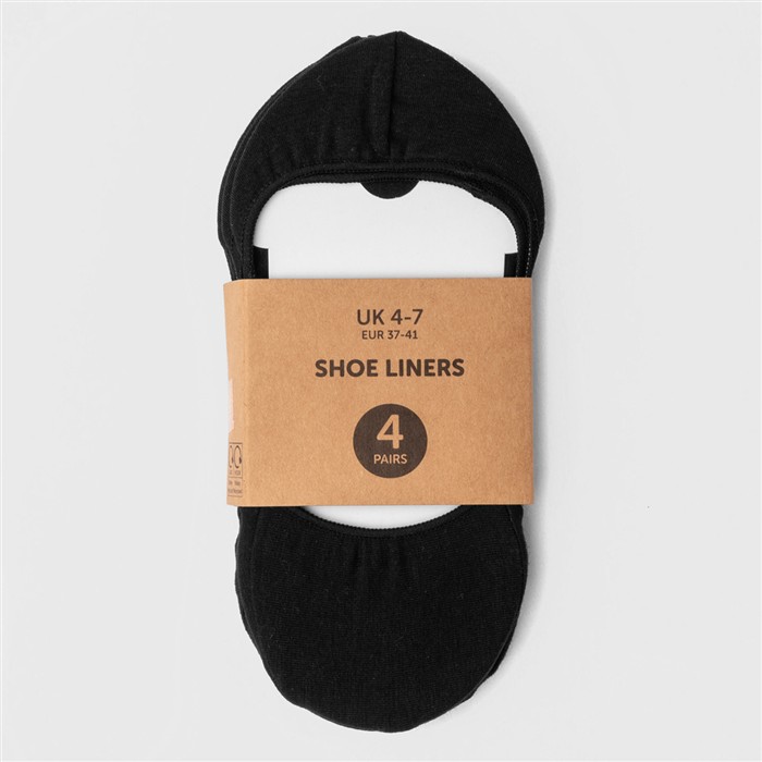 Womens Pack of 4 Black Shoe Liners