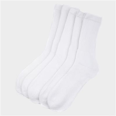 Mens White 5 Pack Sport Socks