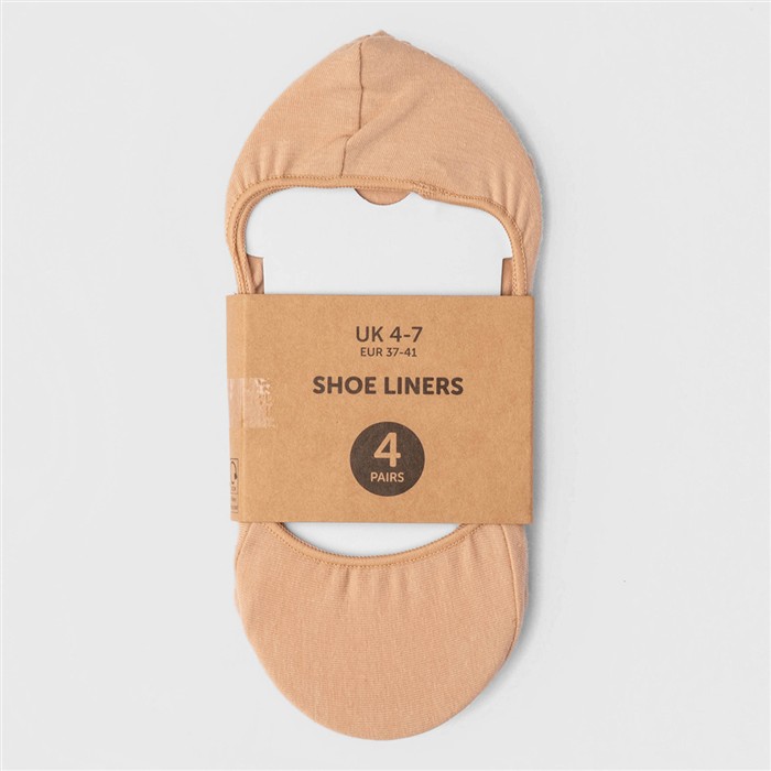 Womens 4 Pack Nude Shoe Liners