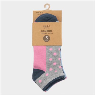 3 Pack Stripes and Spots Bamboo Socks Size 4-8