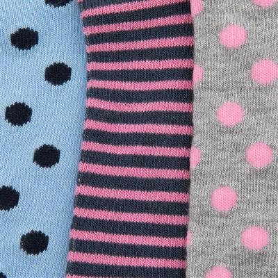 3 Pack Stripes and Spots Bamboo Socks Size 4-8