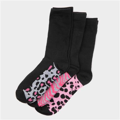 Bude 3 Pack Animal Print & Stripes Ankle Sock