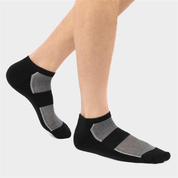 Shoeology Mens 3 Pack Trainer Socks in Black-99402 | Shoe Zone