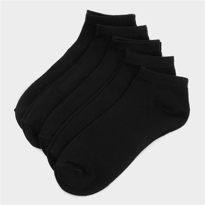 5 Pack Black Trainer Socks Sizes 7-11