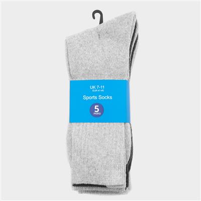 Stroud 5 Pack Mixed Grey Sport Socks Sizes 7-11