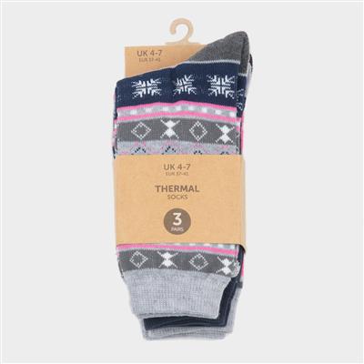 Alton 3 pack of Womens Thermal Socks - Size 4-7
