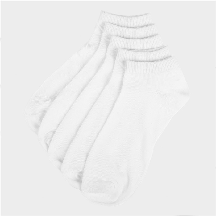 Womens White 5 Pack Trainer Socks