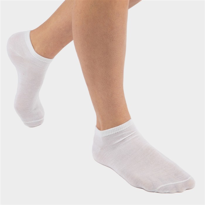 Womens White 5 Pack Trainer Socks
