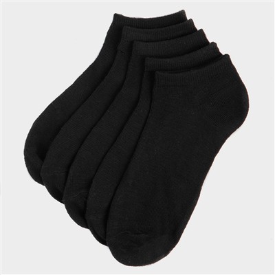 5 Pack Womens Black Trainer Socks