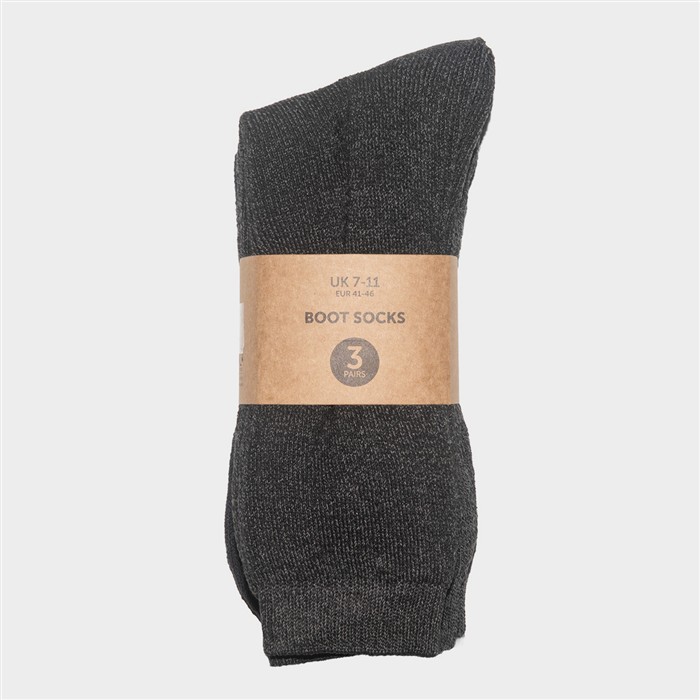 Mens 3 Pack Grey & Navy Boot Socks