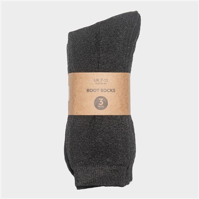 Mens 3 Pack Grey & Navy Boot Socks