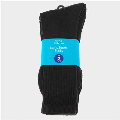 Mens Black 5 Pack Sport Socks