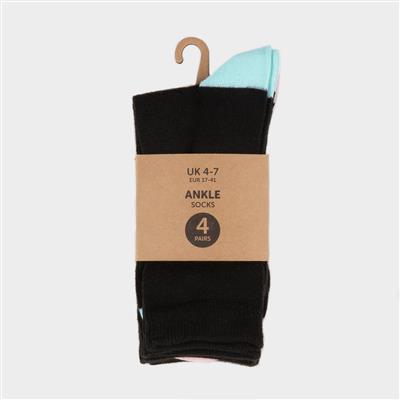 4 Pack Womens Multi-Coloured Ankle Socks