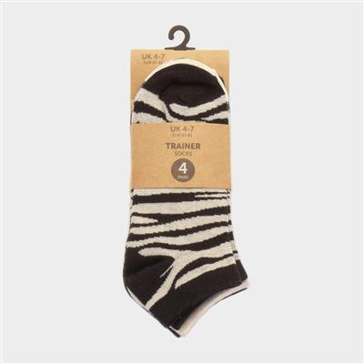 Ealing Womens 4 Pack Animal Print Trainer Socks