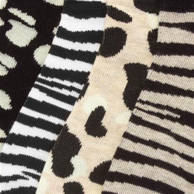 Ealing Womens 4 Pack Animal Print Trainer Socks