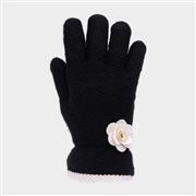 Lilley Womens Black Glove with Cream Flower (Click For Details)