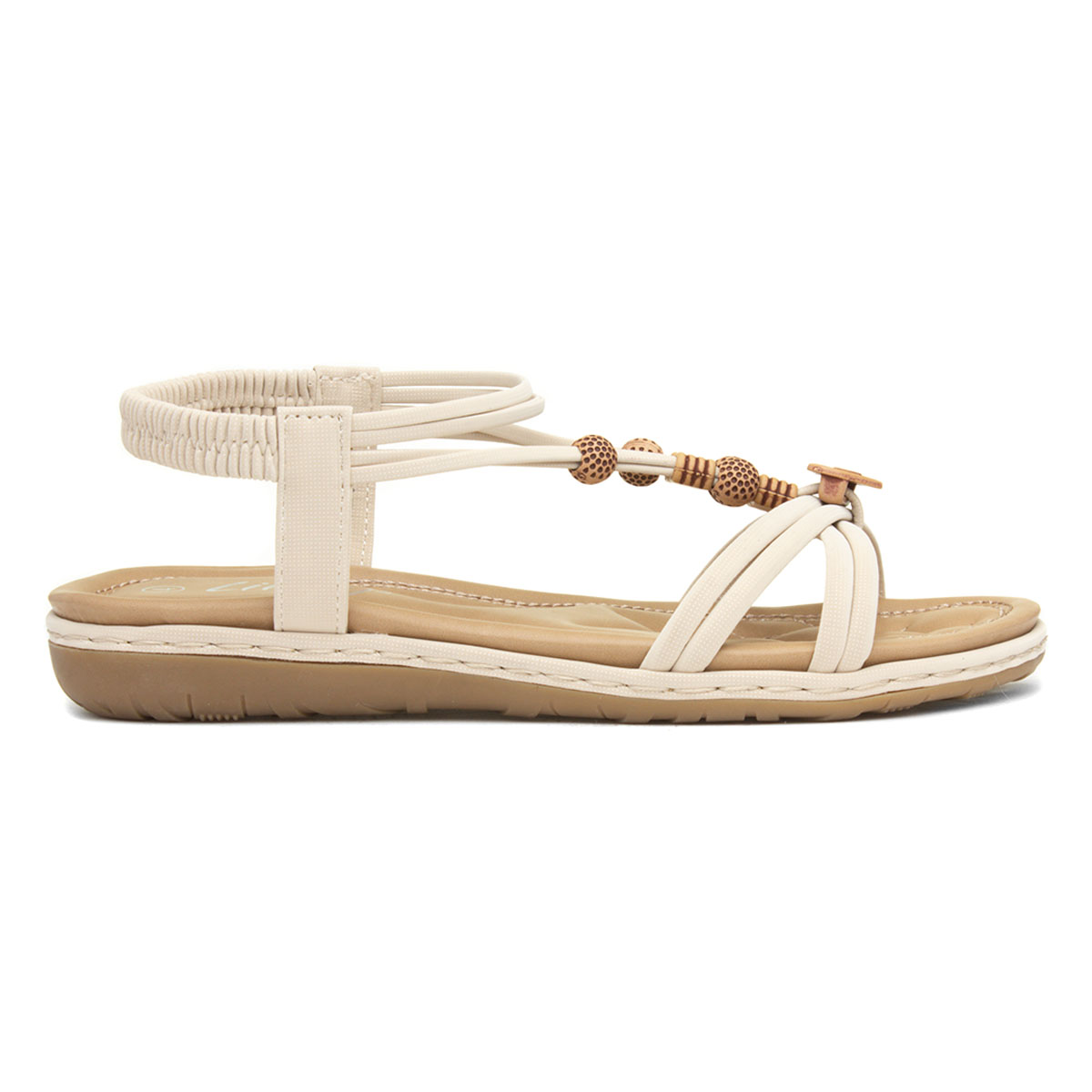 Lilley Womens Cream Strappy Sandal