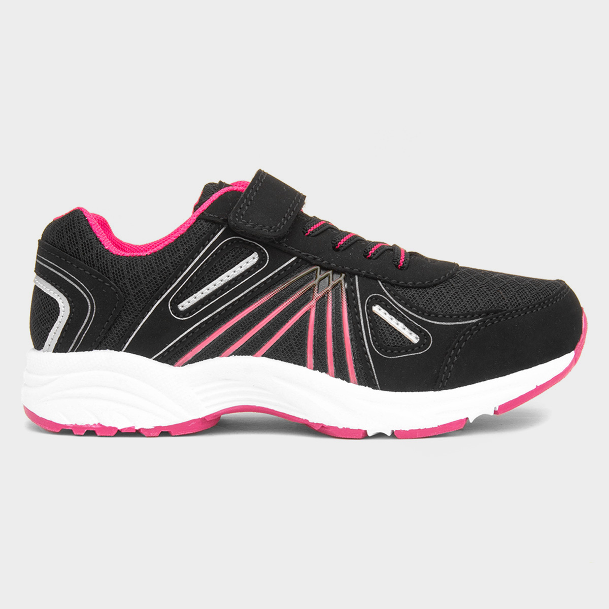 XL Kids Black & Pink Easy Fasten Trainers