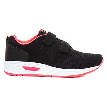 Mercury Girls' Black and Pink Easy Fasten Trainers