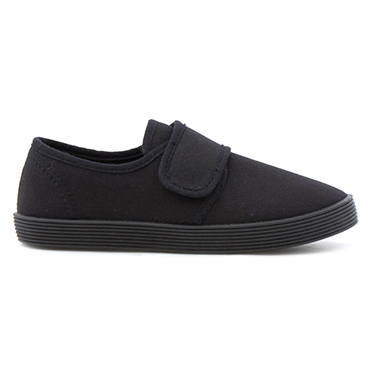 Walkright Kids Black Touch Fasten Plimsoll