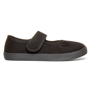 Walkright Girls Black Touch Fasten Plimsolls Shoe