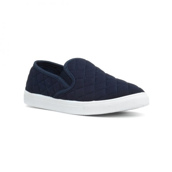 Lilley Womens Navy Quilted Slip On Canvas