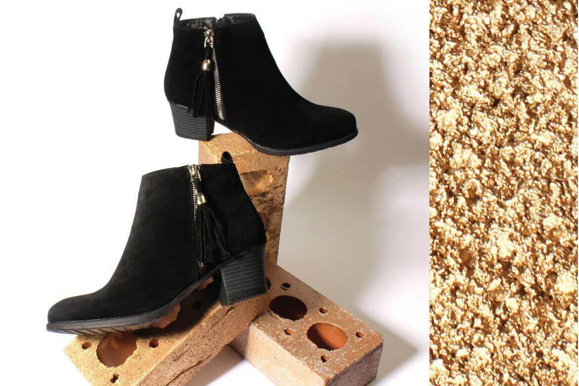 black ankle boots with bl;ack tasselse and small heel