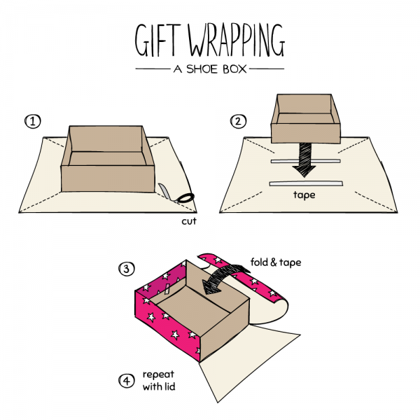 Gift wrapping a shoe box