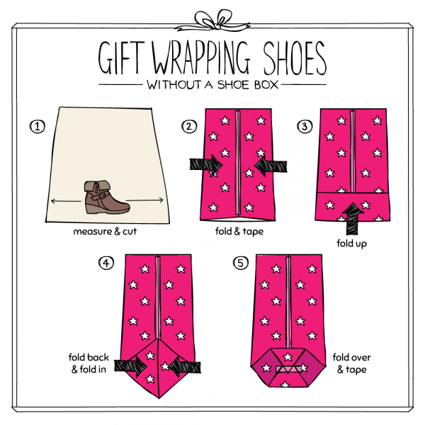 Gift wrapping shoes without a shoe box