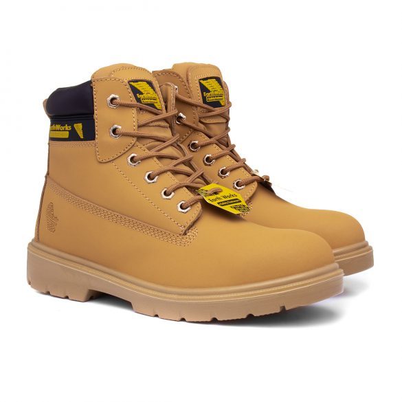 Earth Works Safety Mens Lace Safety Ankle Boot in Honey