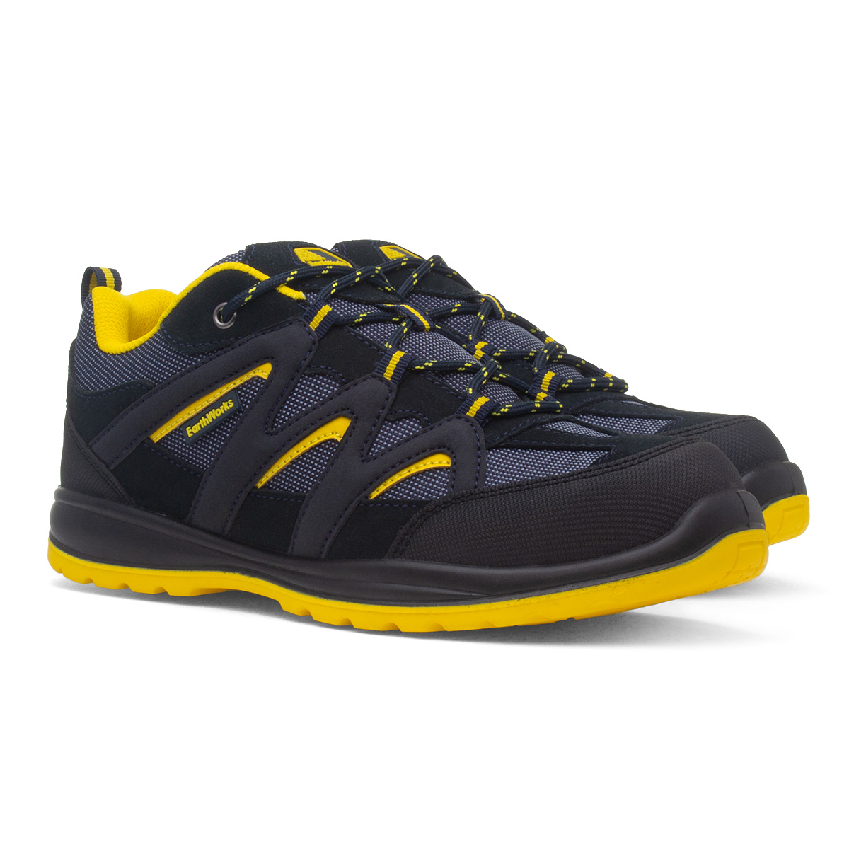 EarthWorks Brush Mens Navy & Yellow Safety Shoe EarthWorks Brush Mens Navy & Yellow Safety Shoe