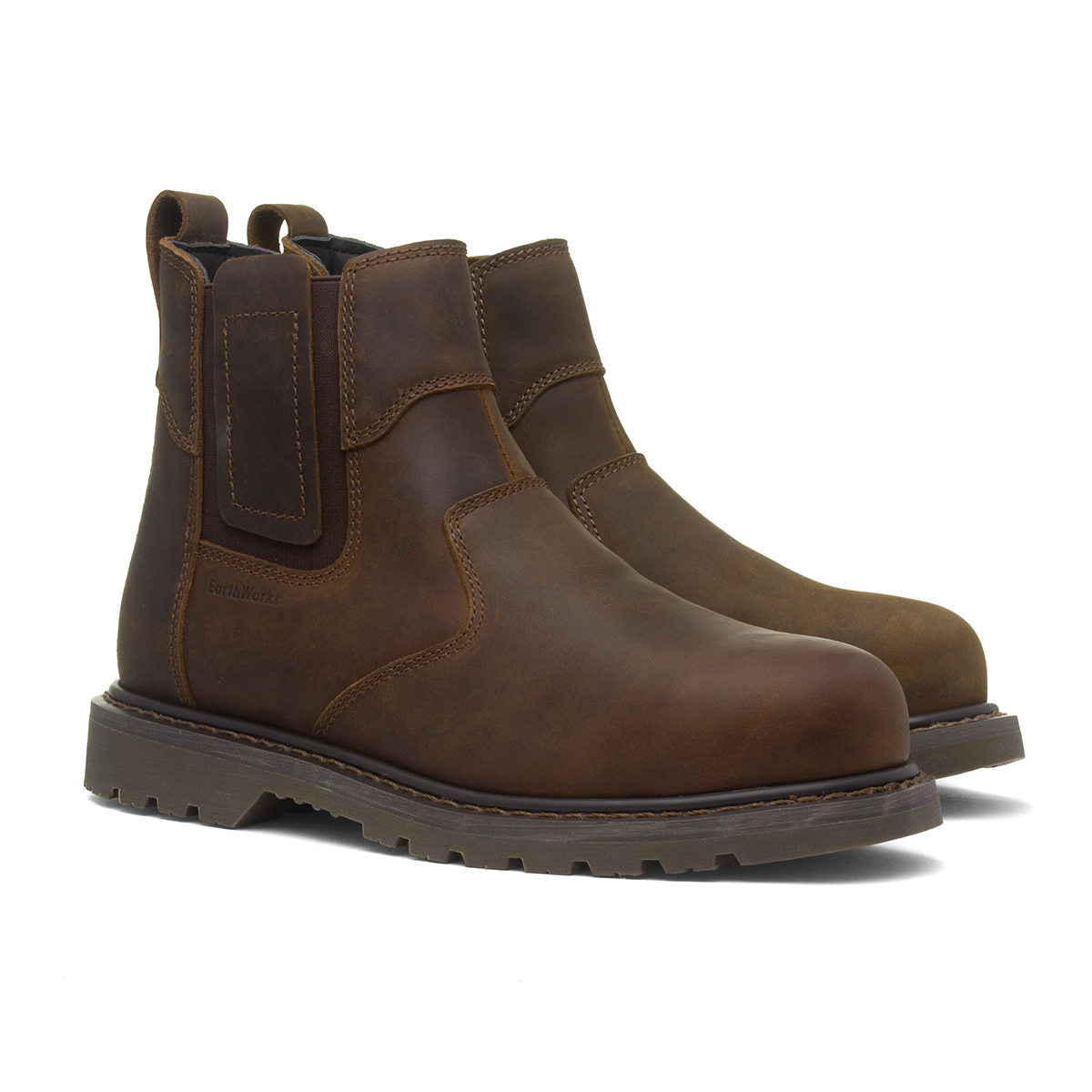 EarthWorks Scriber Mens Brown Leather Safety Boots EarthWorks Scriber Mens Brown Leather Safety Boots