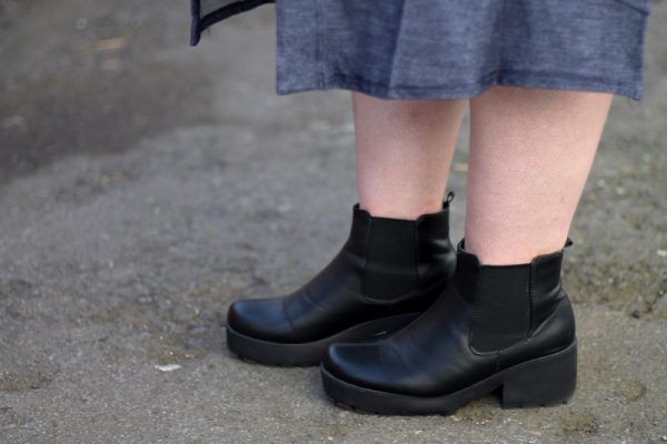 chunky black boot with heel