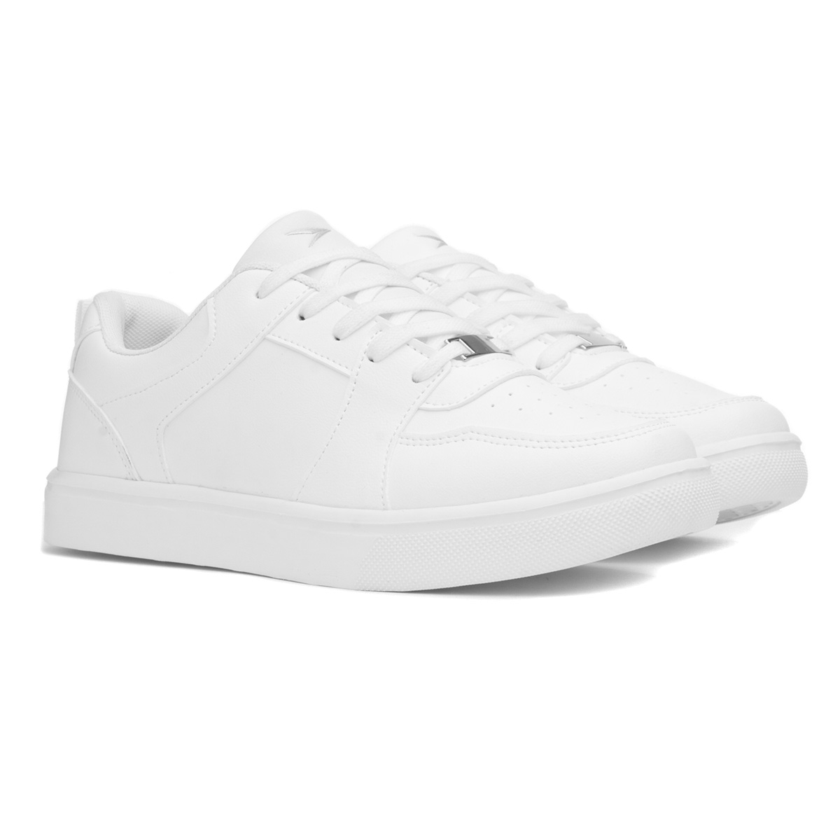 white lace up trainers
