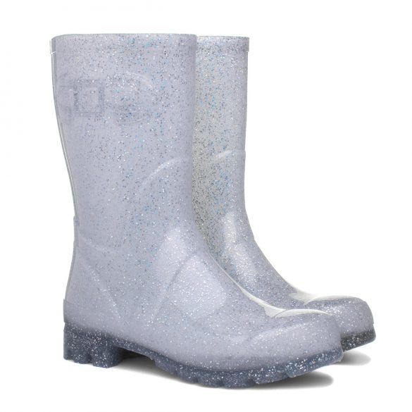 Women's Silver Glitter Welly