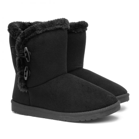 Lilley Women's Black Faux Fur Pull On Ankle Boot