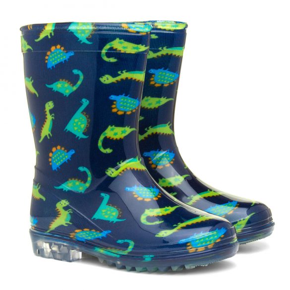 Zone Kids' Dinosaur Navy & Green Welly